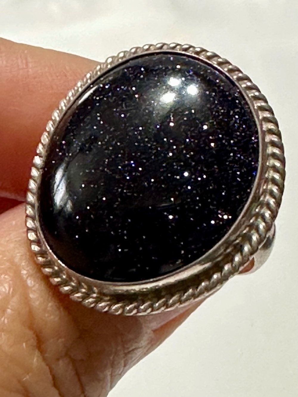 .925 Silver Ring with Black Stone Ónix Large Elegant Ring Vintage Woman HANDMADE